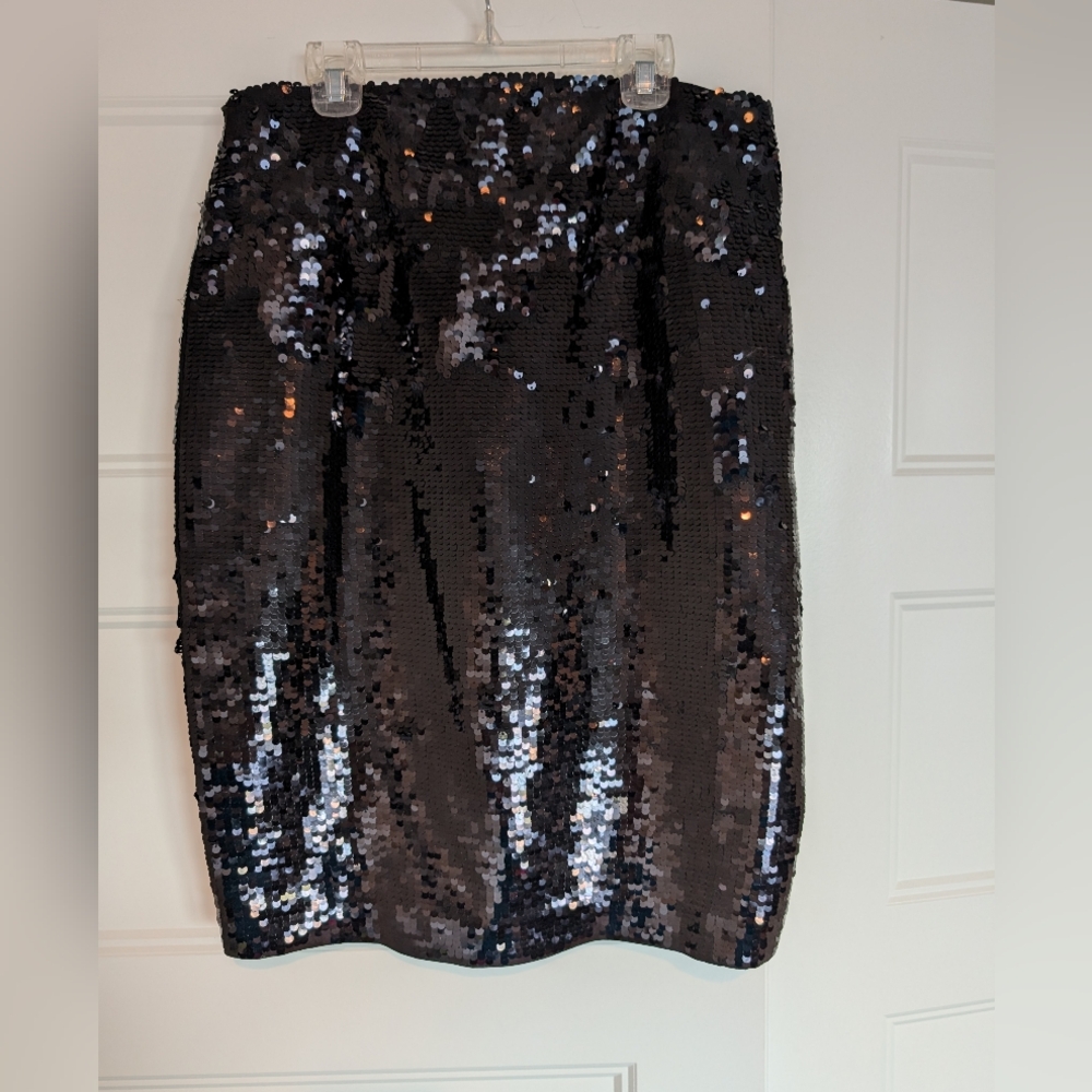 Express Black Sequin Pencil Skirt